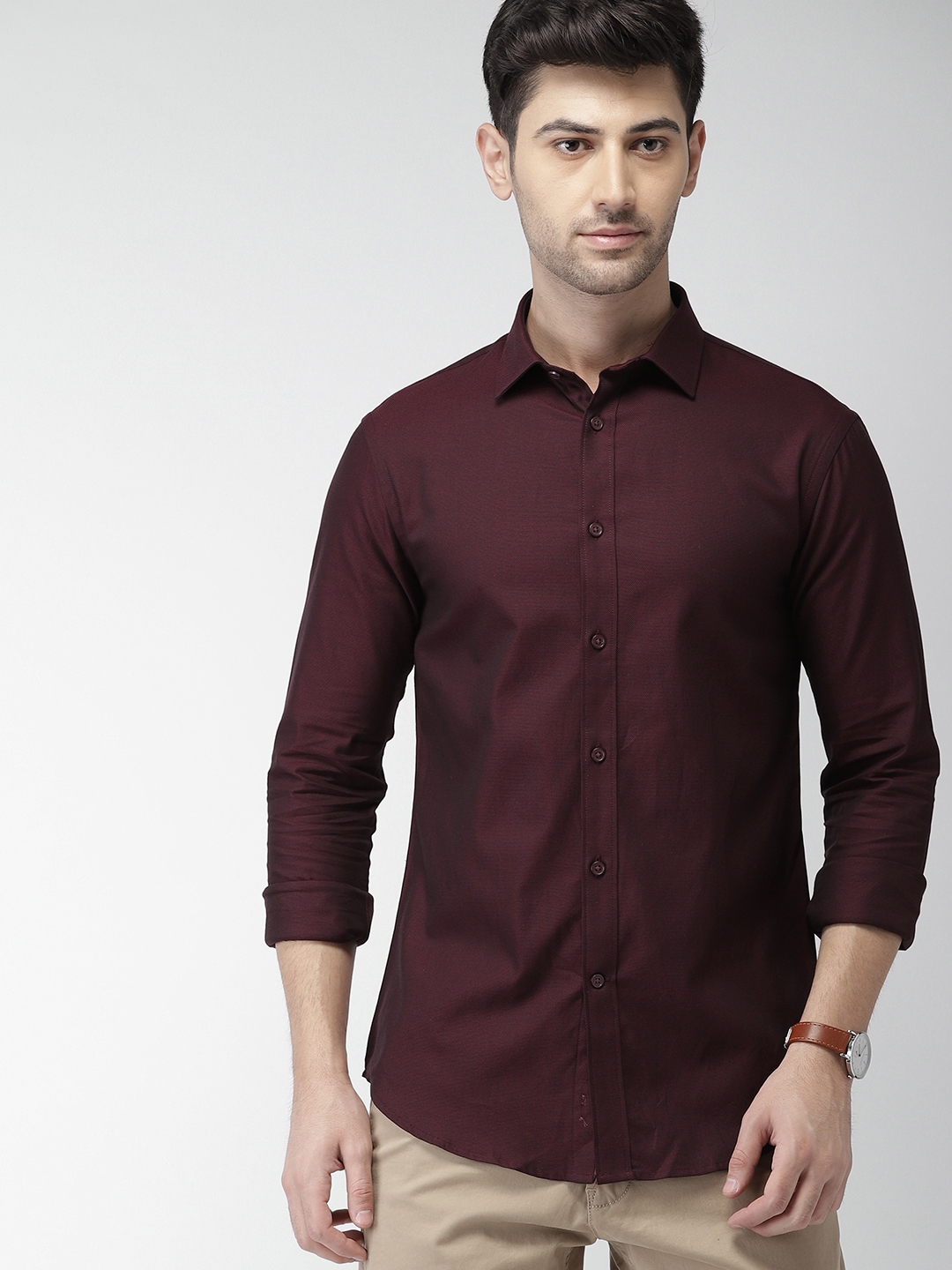 celio maroon shirt