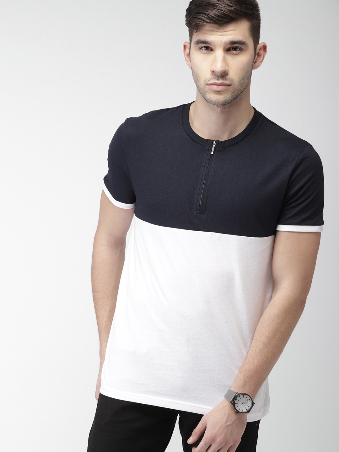 navy blue t shirt myntra