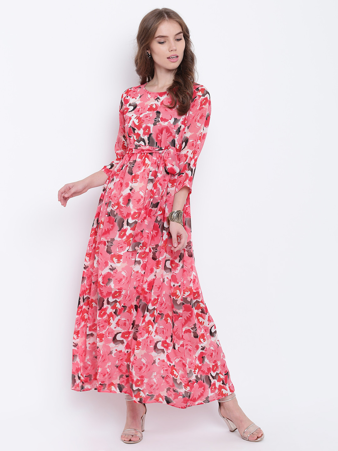 Shakumbhari Women Red Floral Print Maxi Dress