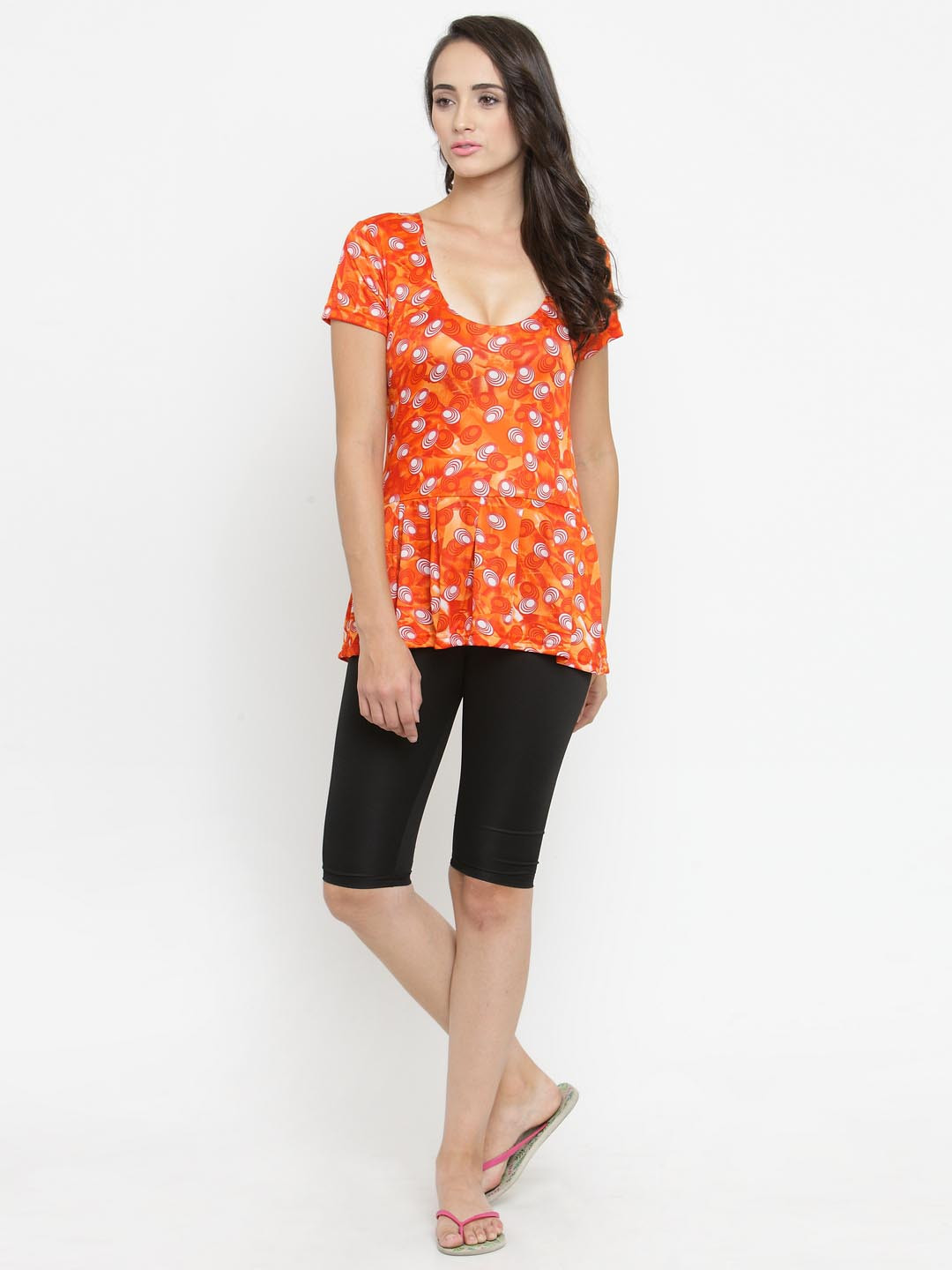 N-Gal Blue Orange & Black Printed Swimsuit NBES09