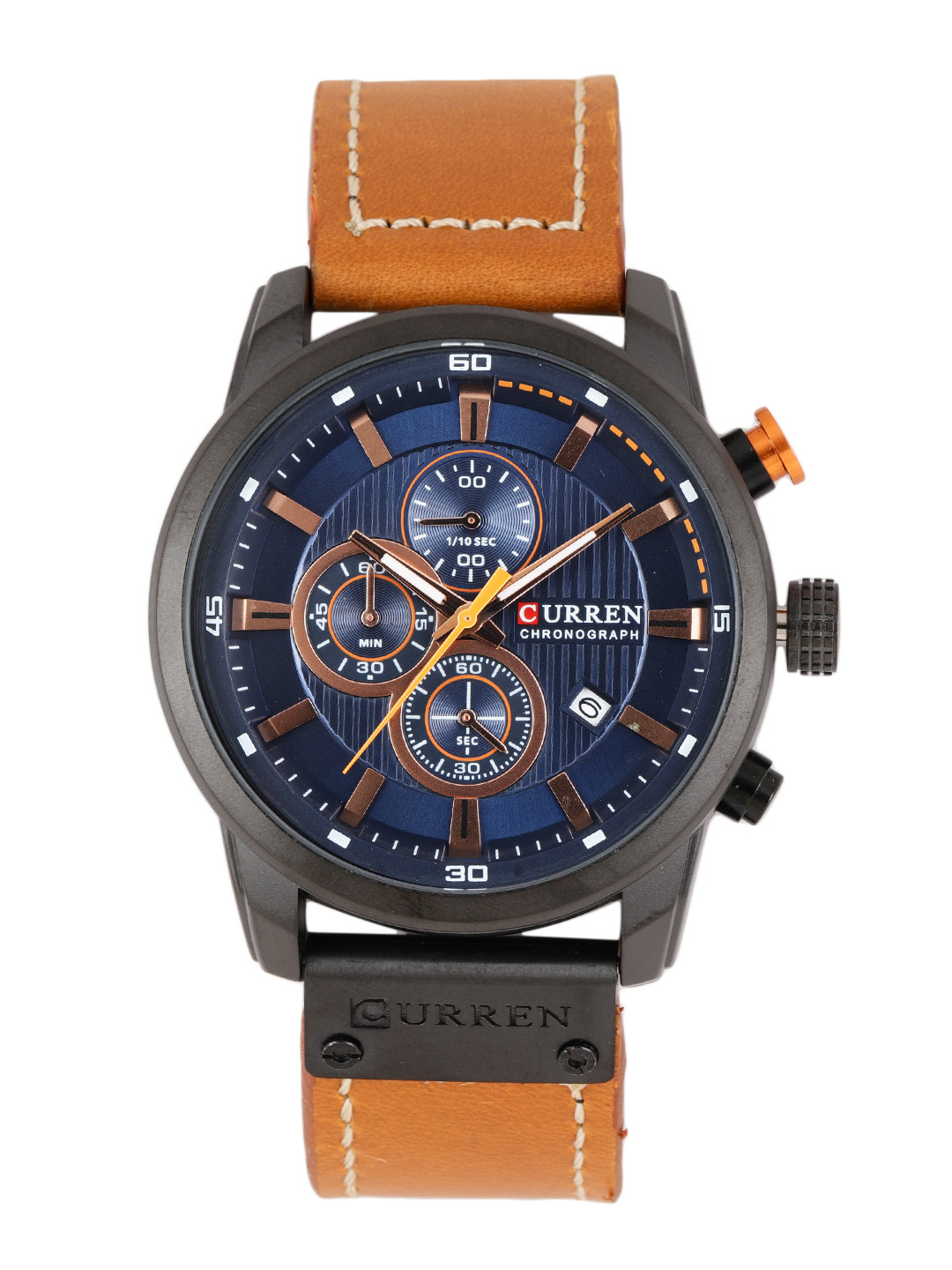 Curren Men Navy Blue Patterened Analogue Watch 8291TANBK