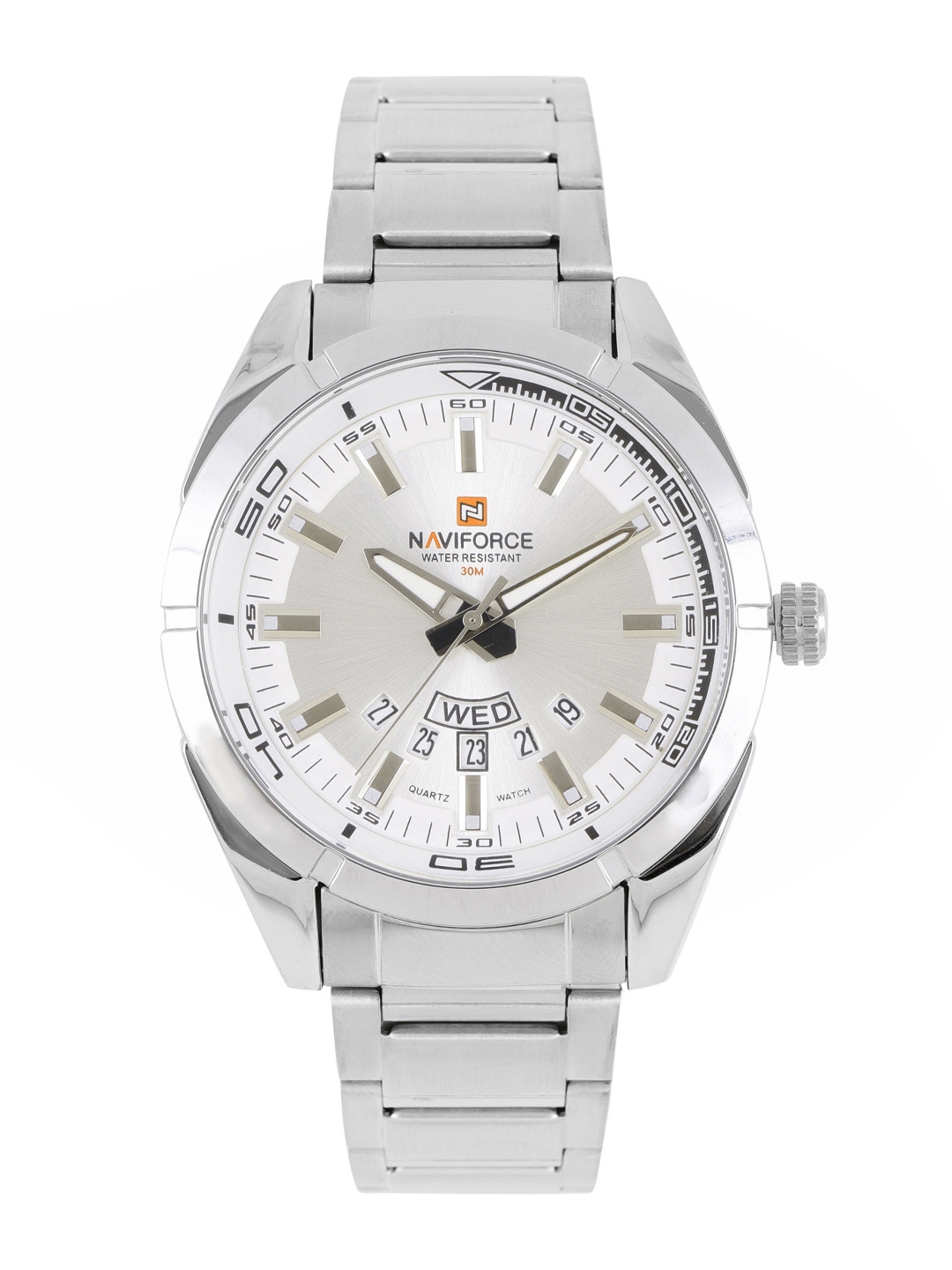 Naviforce Men Silver Toned Analogue Watch NF9038SW