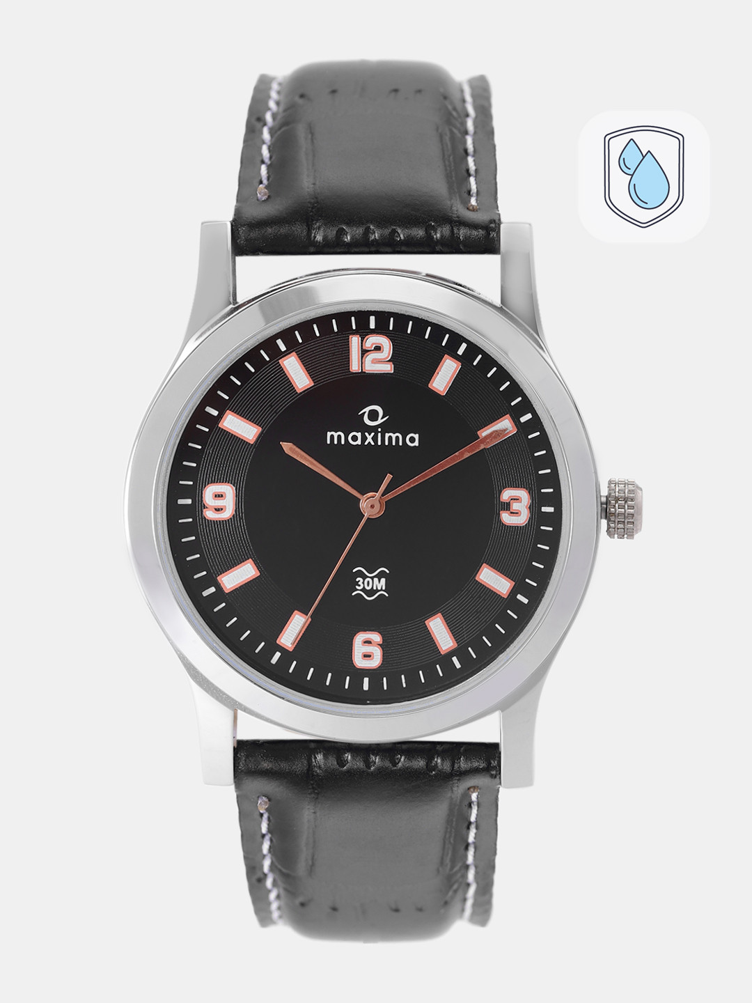 maxima Men Black Analogue Watch O-44673LMGI