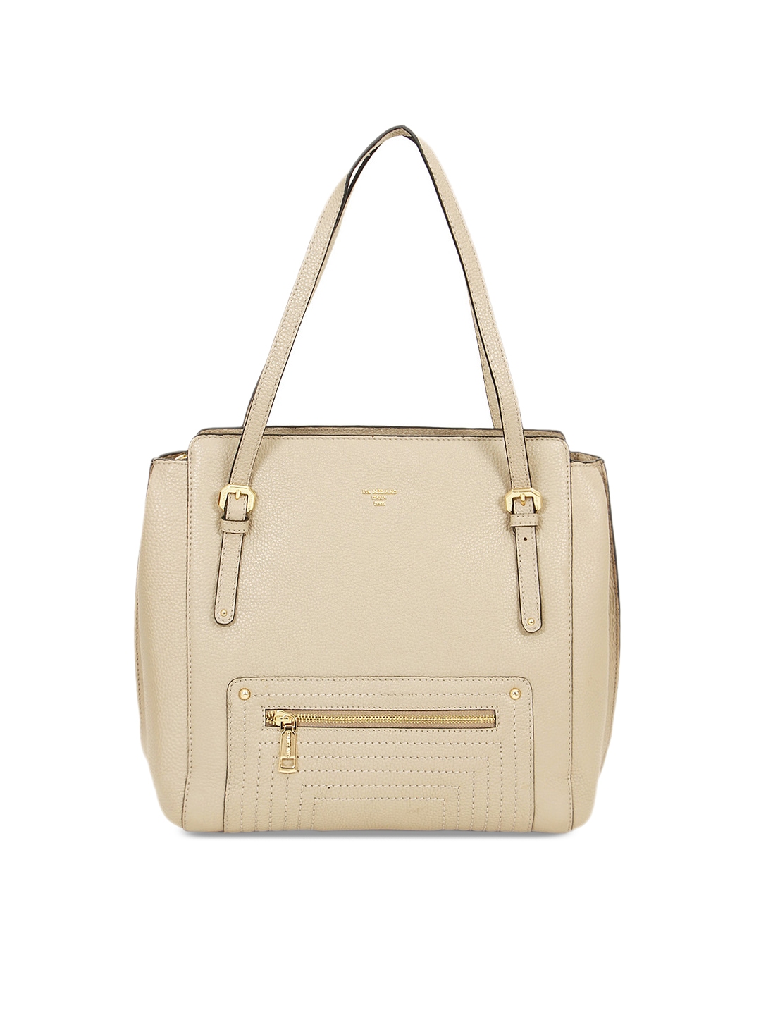 Da Milano Cream Coloured Solid Leather Shoulder Bag
