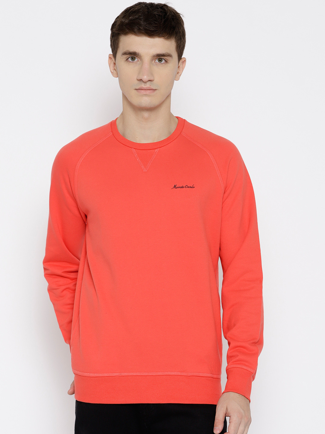 Buy Monte Carlo Men Coral Orange Solid 
