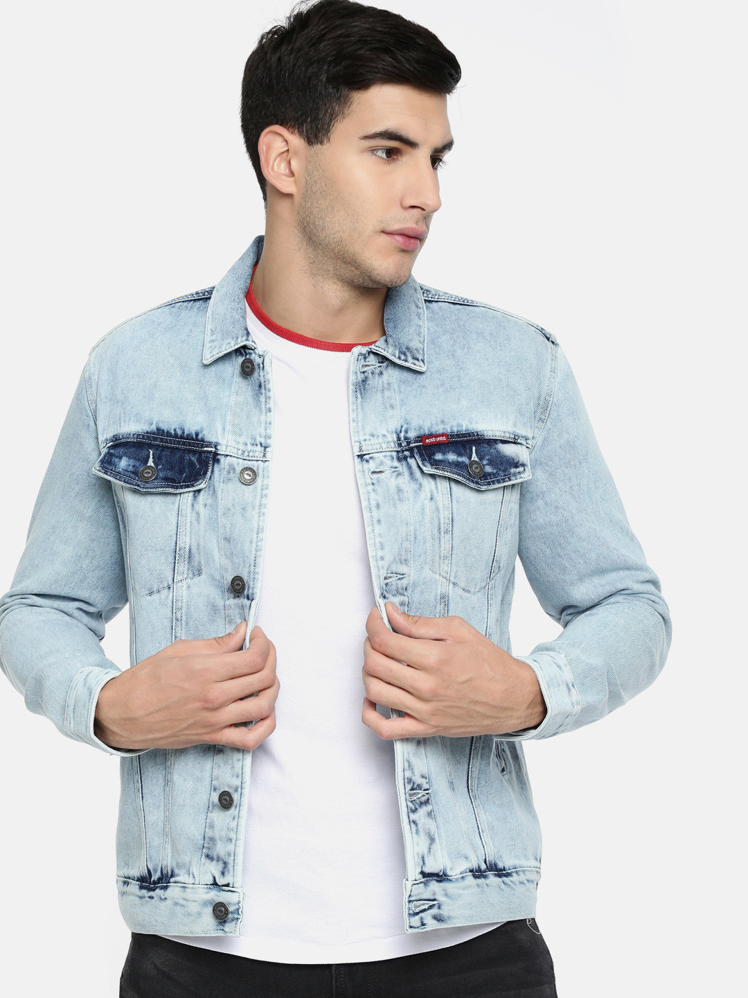 ecko unltd men blue solid denim jacket