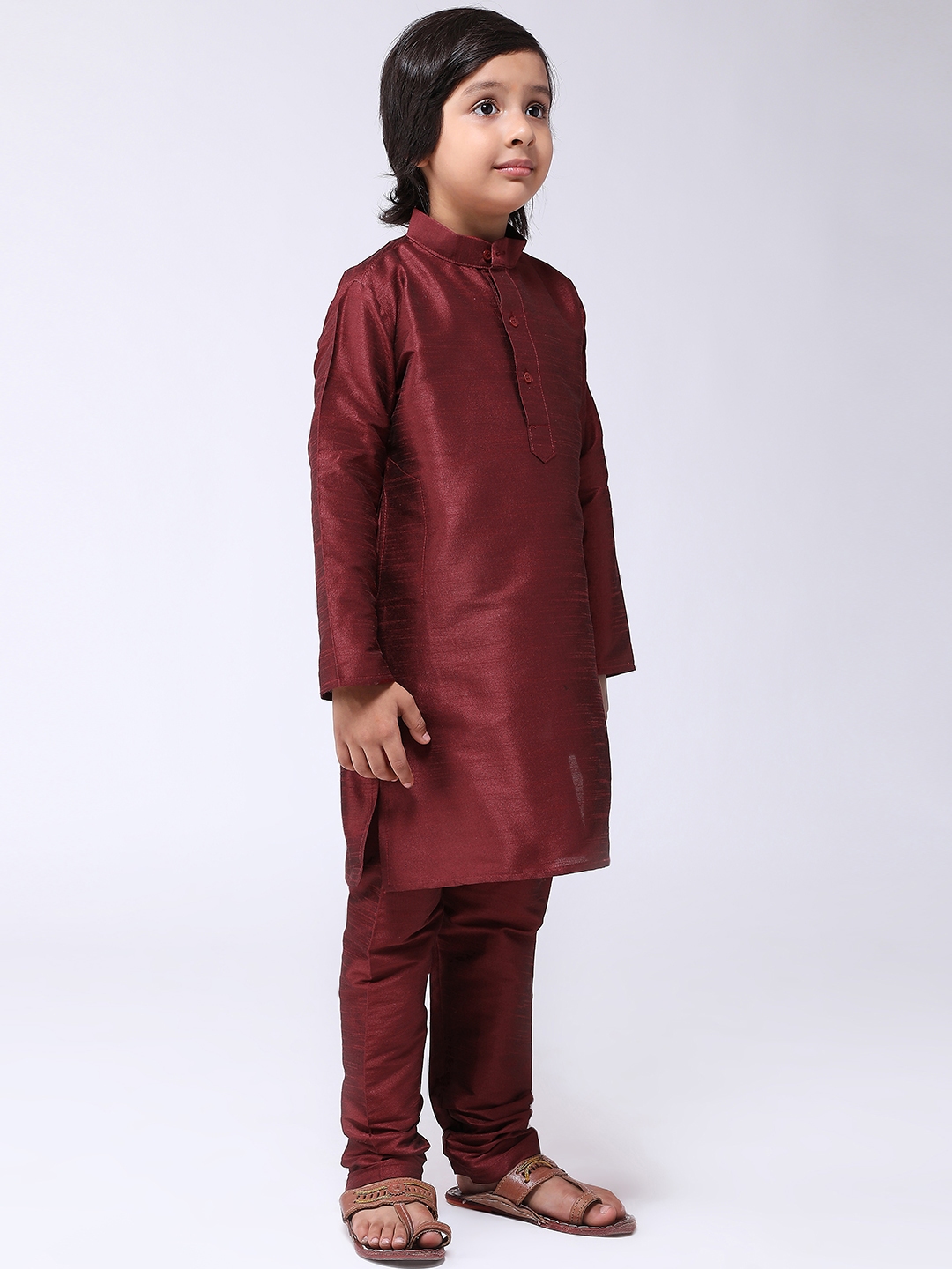 Dupion Silk Boys Kurta Pajama Set Traditional Ethnic Solid Kurta By ...