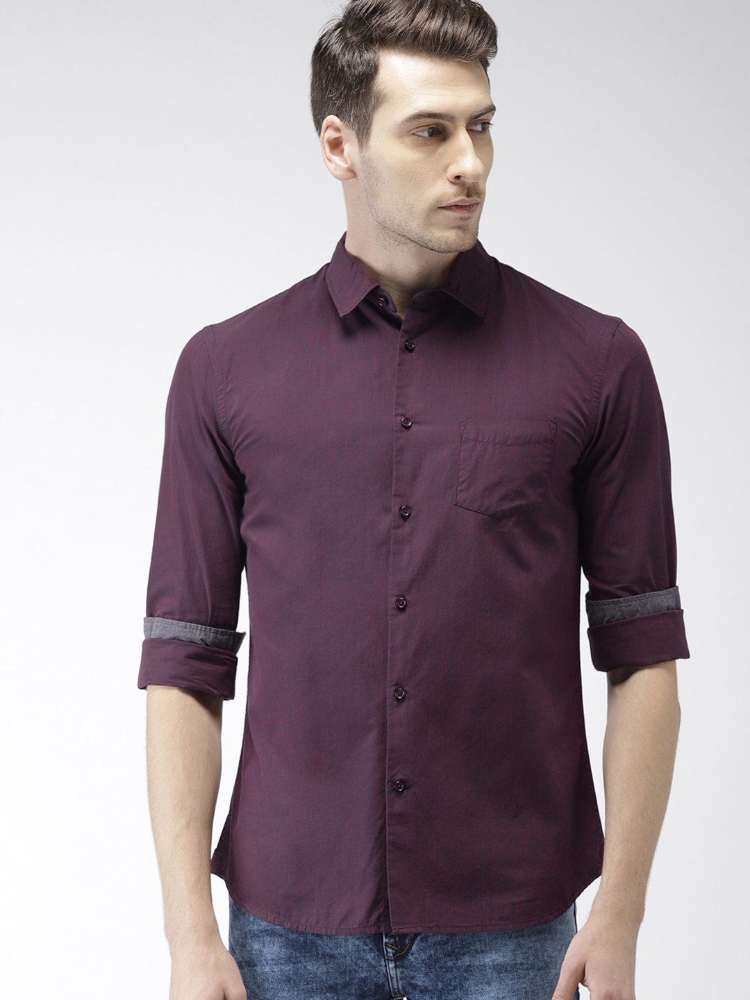 celio maroon shirt