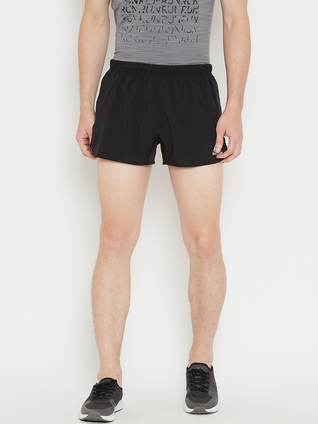 Reebok Men Black Solid RE 3 INCH Running Sports Shorts