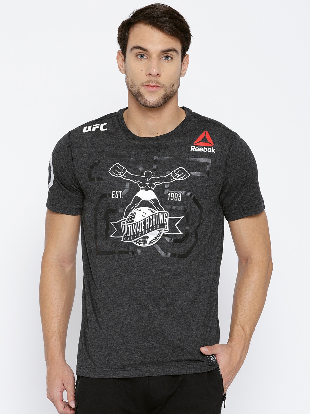 Porra Minero captura Buy Reebok Men Charcoal Grey Printed UFC Fight Kit Decorated Jersey -  Tshirts for Men 7244804 | Myntra
