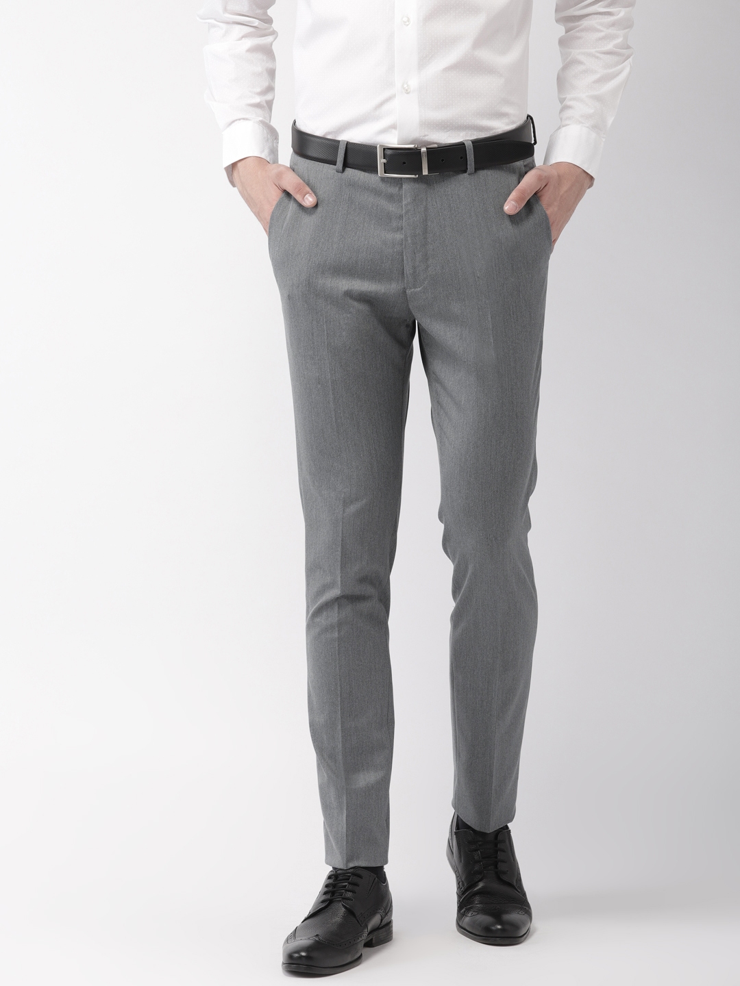 Buy Arrow Men Grey Super Slim Fit Solid Regular Trousers  Trousers for Men  7248677  Myntra