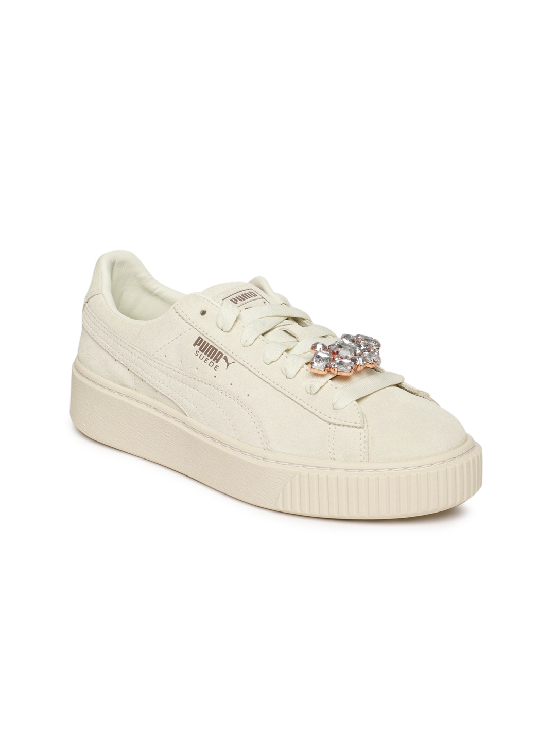 Buy Puma Women Cream Coloured Suede Platform Gem Sneakers - Casual Shoes  for Women 7252484 | Myntra