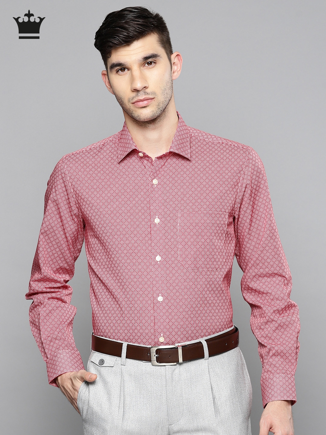 white printed formal shirt