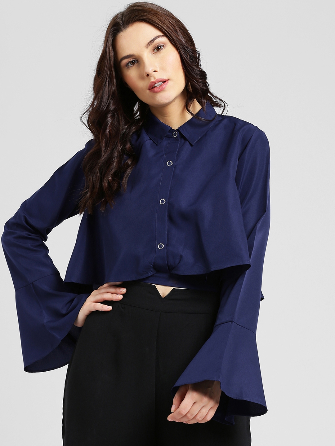 navy blue formal shirt for ladies