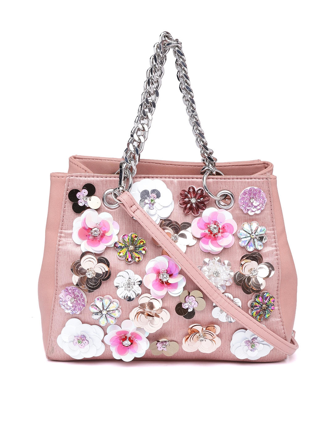 ALDO Pink Embellished Handheld Bag with Detachable Sling Strap