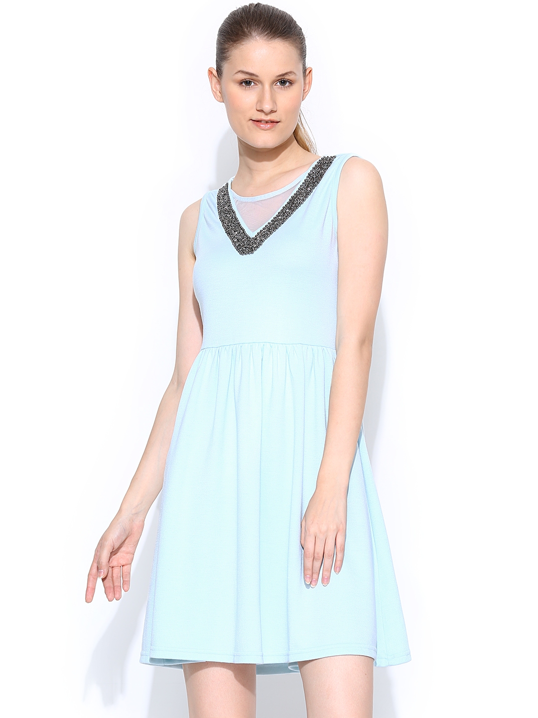 light blue flare dress