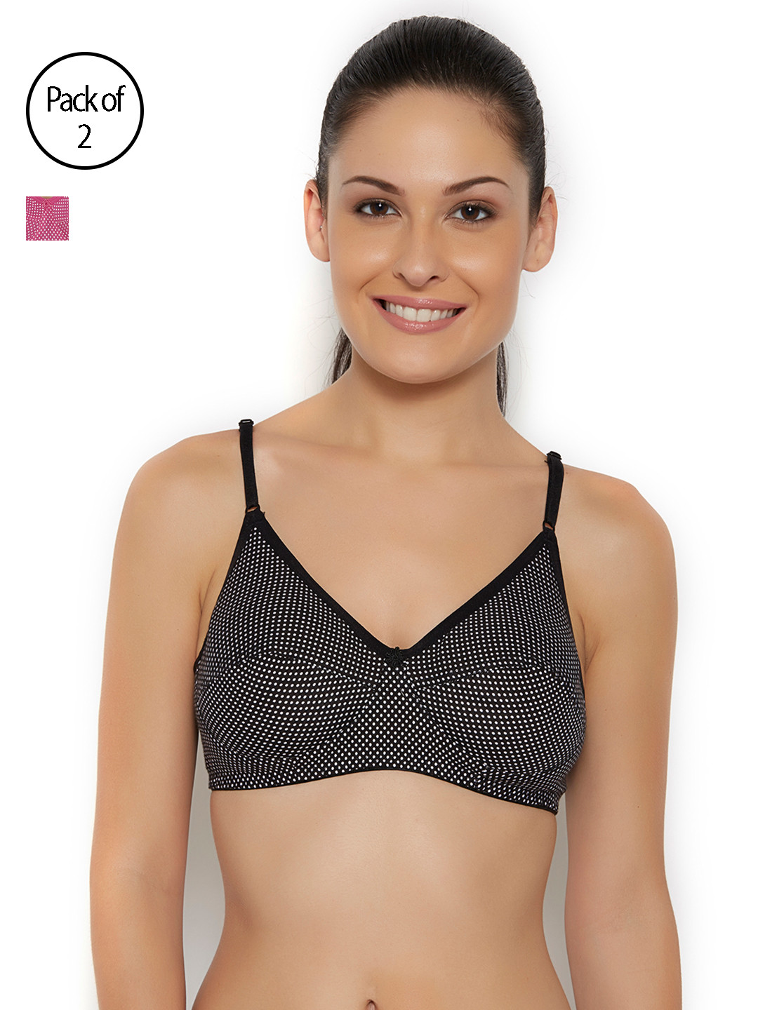 Floret Women Pack Of 2 Printed Non-Wired Non Padded Everyday Bra NOORI_BLACK