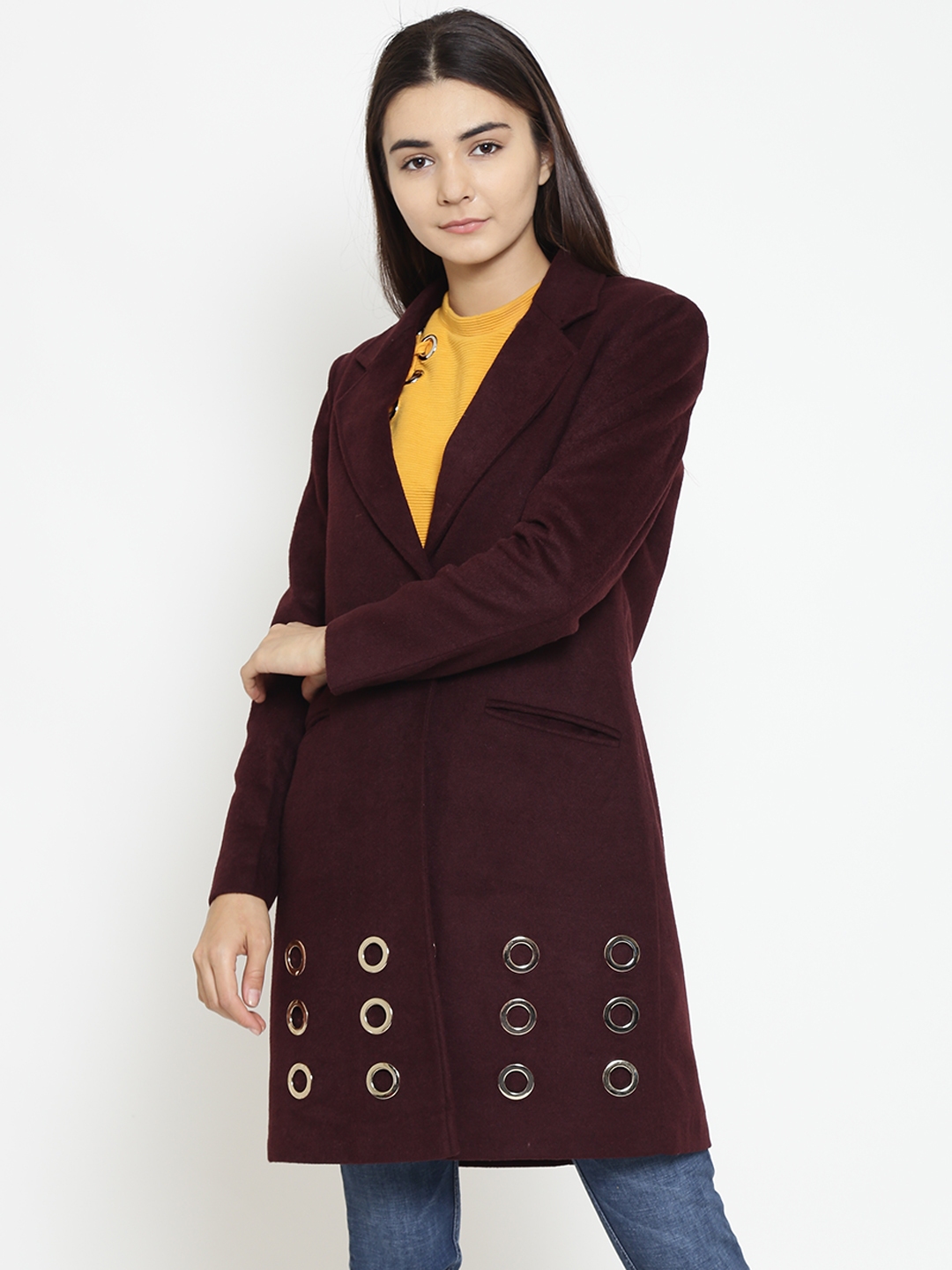 longline burgundy coat