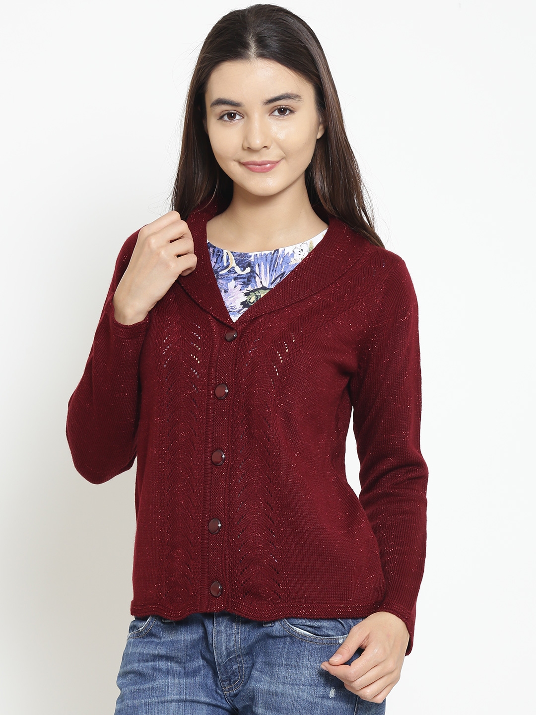 maroon cardigan womens