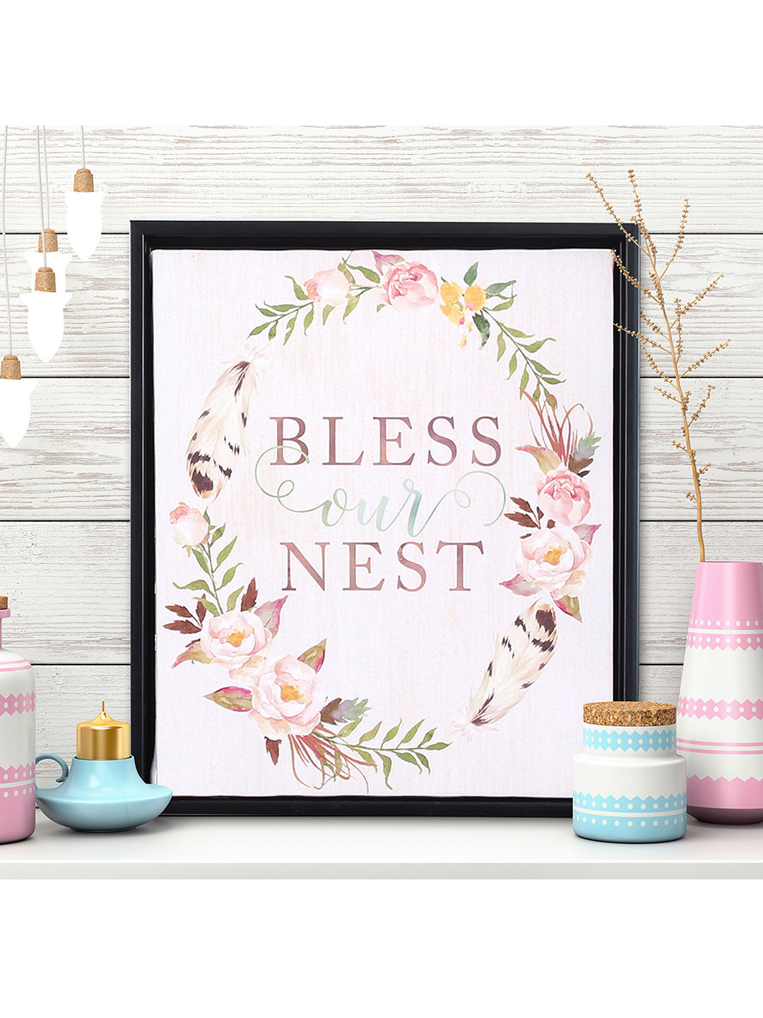 Art Street Bless Our Nest Canvas Wall Square Paintings Wall Art -11x13In