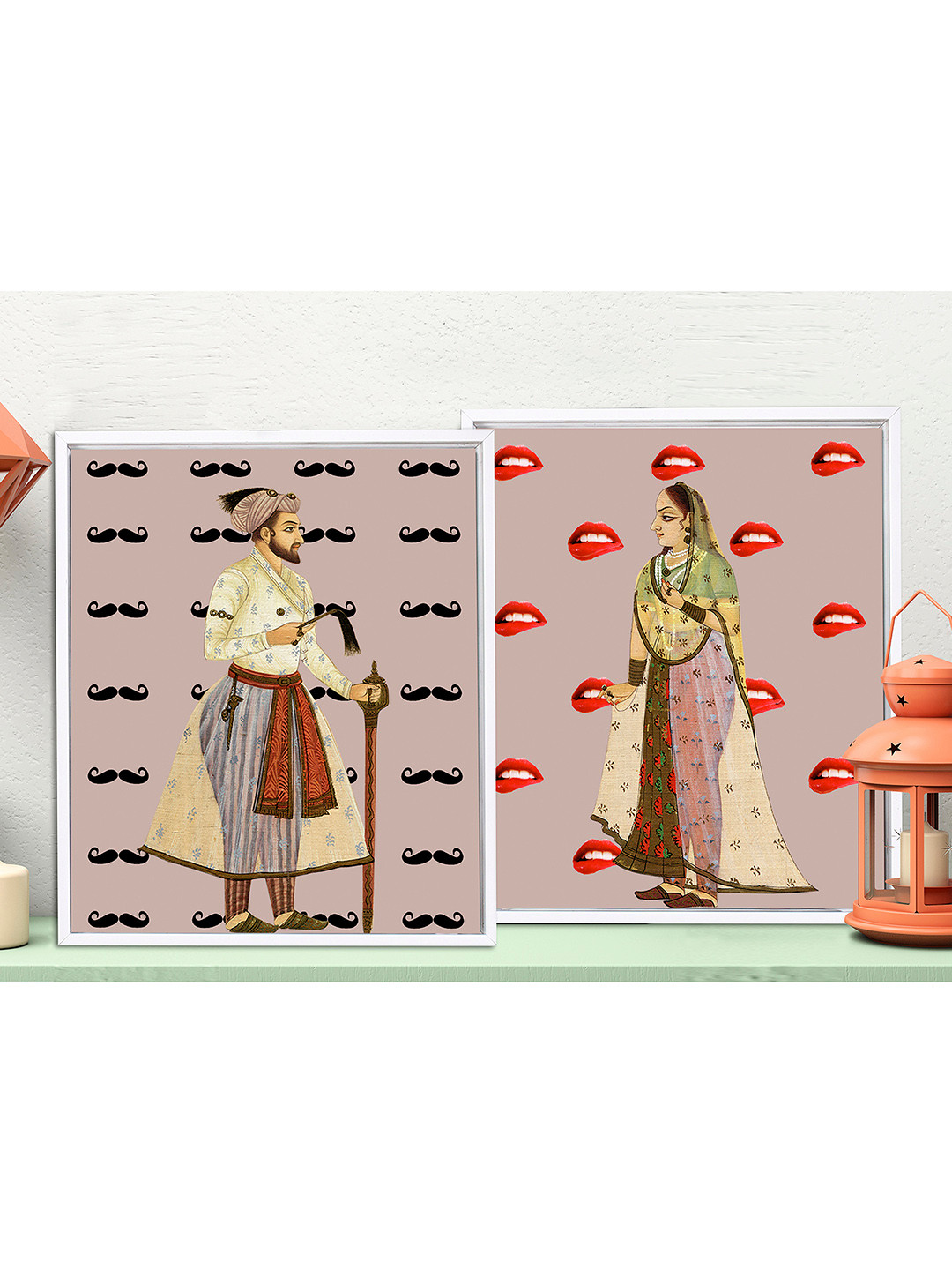 Art Street Set of 2 White & Purple King & Queen Wall Paintings