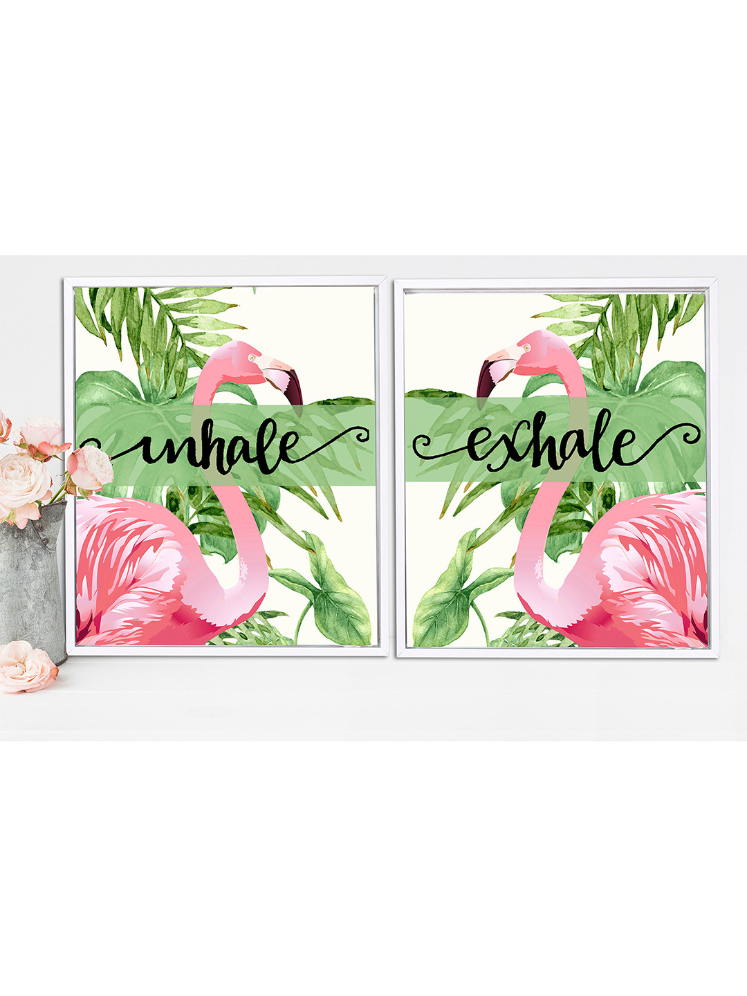 Art Street Set of 2 White & Pink Wall Paintings