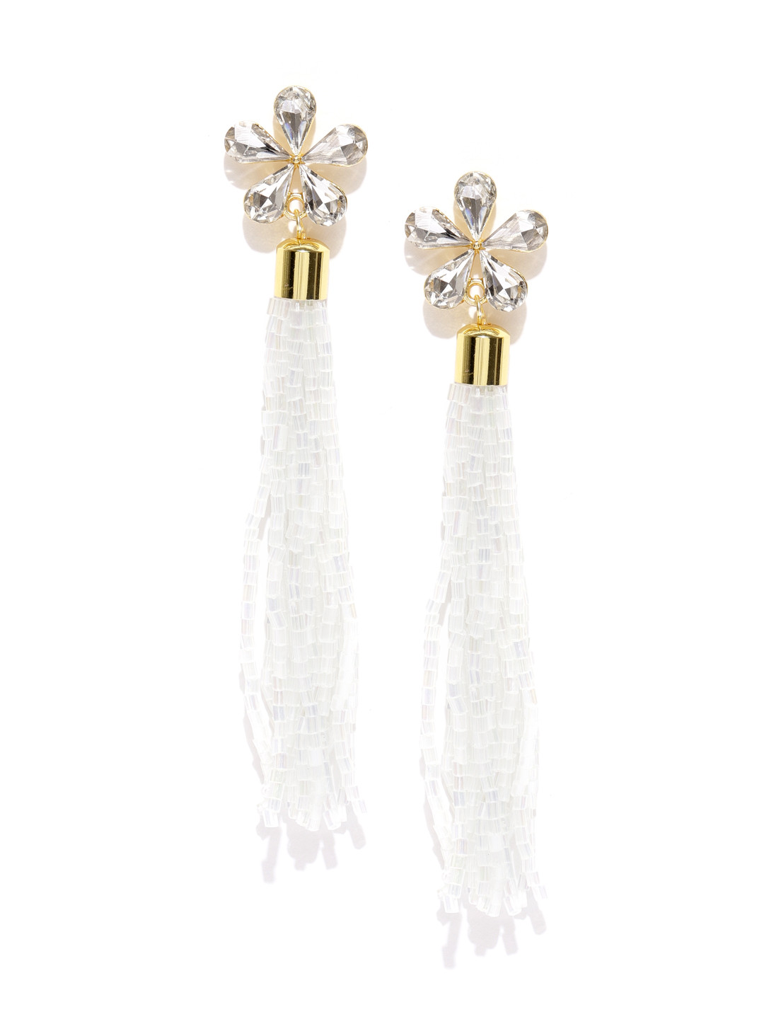Jewels Galaxy White Gold-Plated Handcrafted Floral Drop Earrings