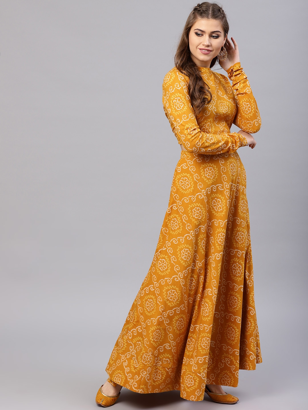 Mango and Peach Bandhej Lehenga Set with a Yellow Dupatta – NidhiTholia
