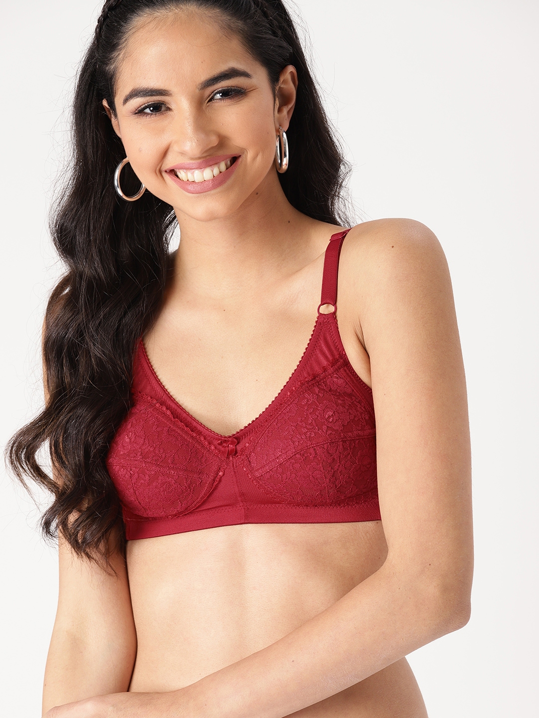 Buy DressBerry Maroon Lace Non Wired Non Padded Everyday Bra DB BH BRA 007D  - Bra for Women 7281265