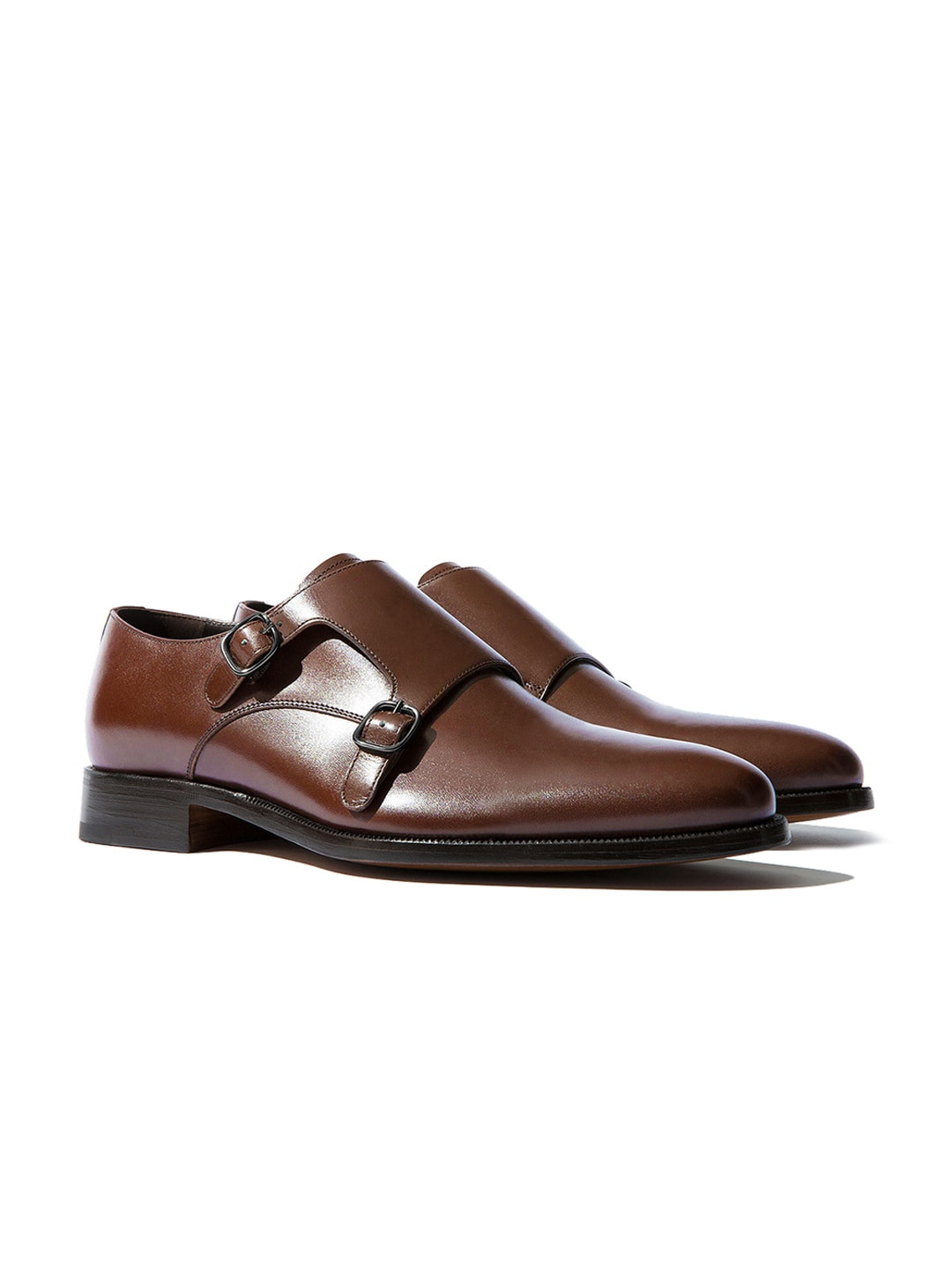Rapawalk Coffee Brown Handcrafted Standard Width Leather Monks