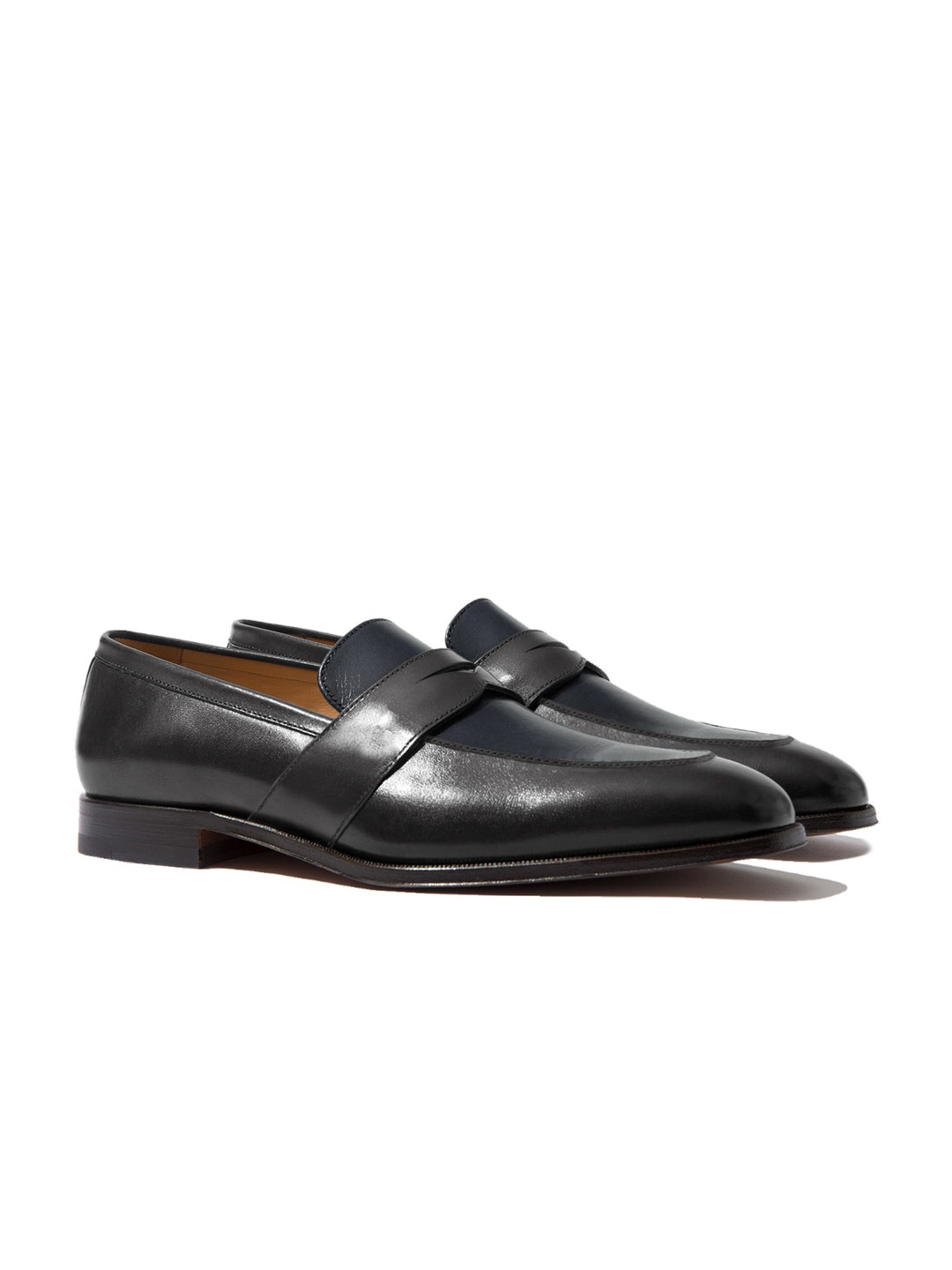 Rapawalk Grey & Blue Handcrafted Standard Width Leather Slipons