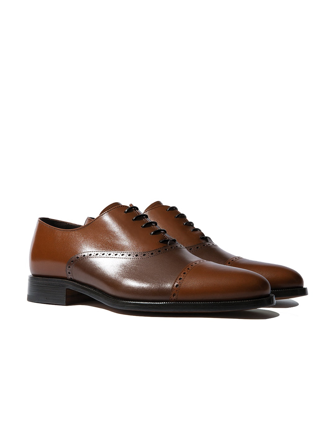 Rapawalk Tan & Coffee Brown Handcrafted Standard Width Leather Oxfords
