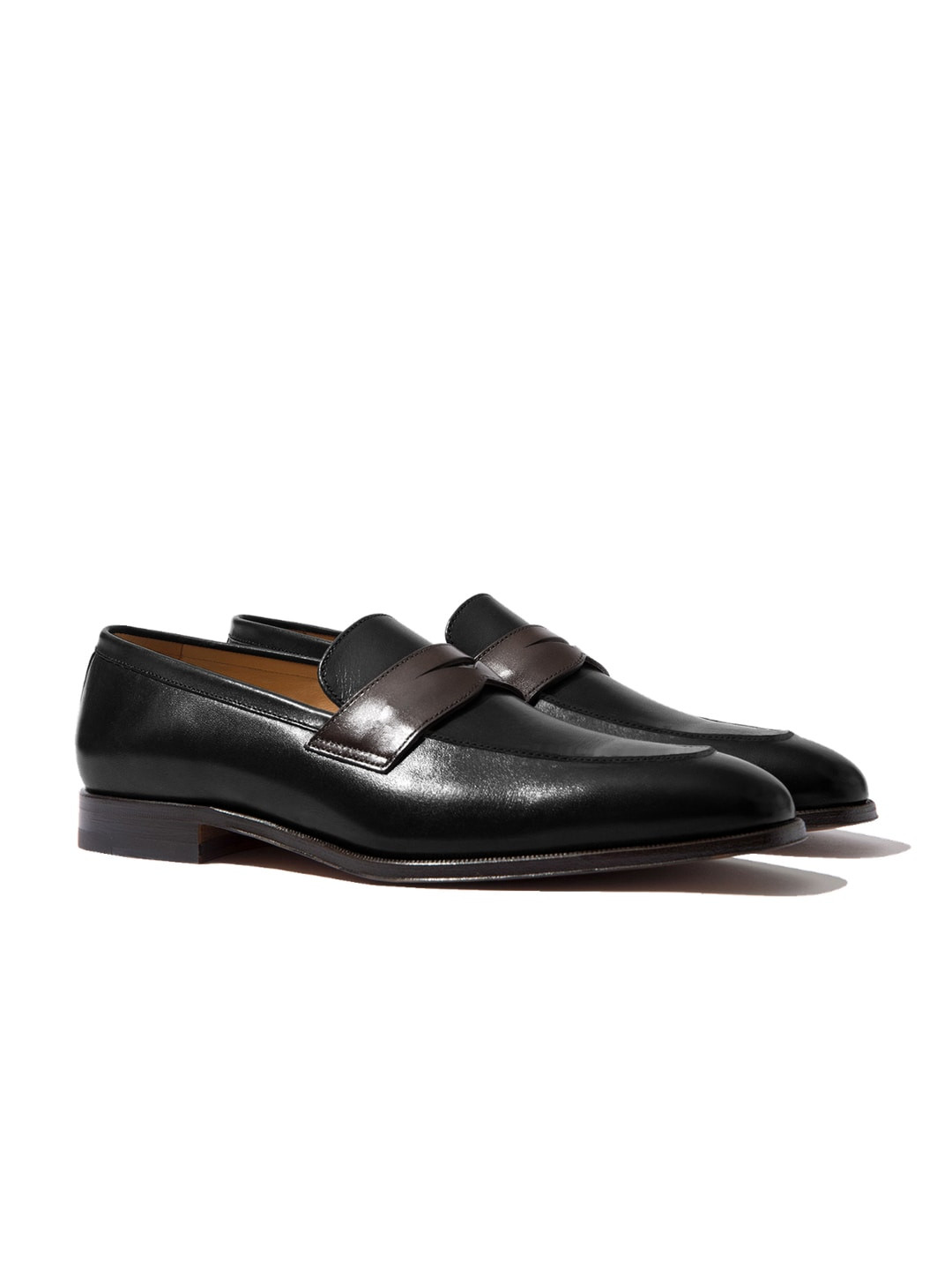 Rapawalk Black & Brown Handcrafted Standard Width Leather Slipons