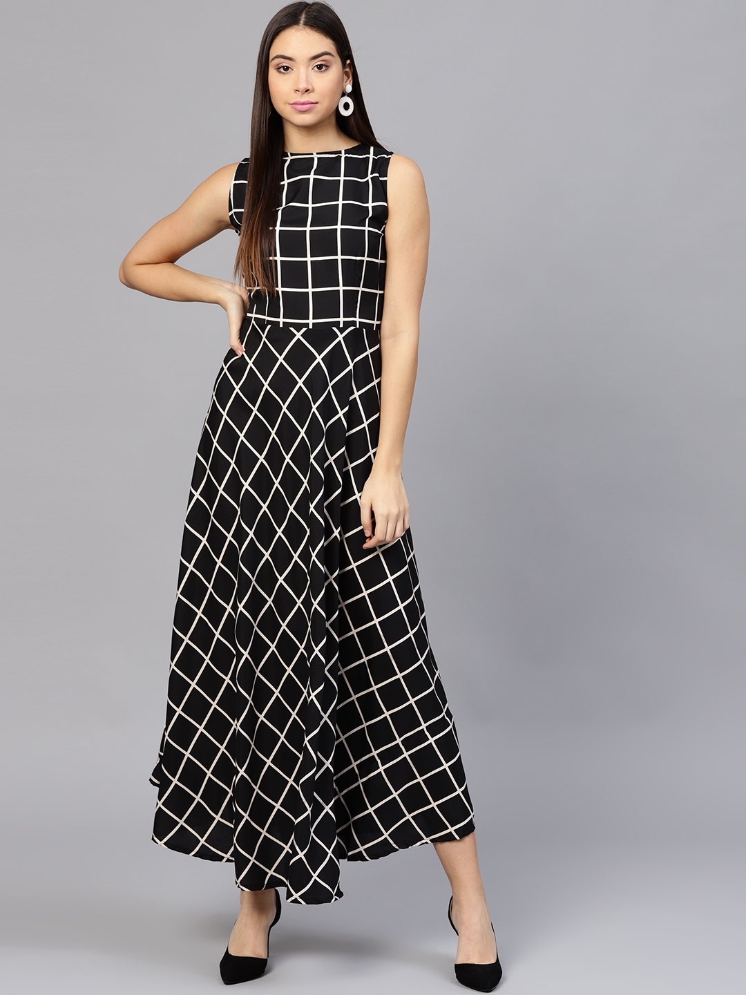 checked long dress