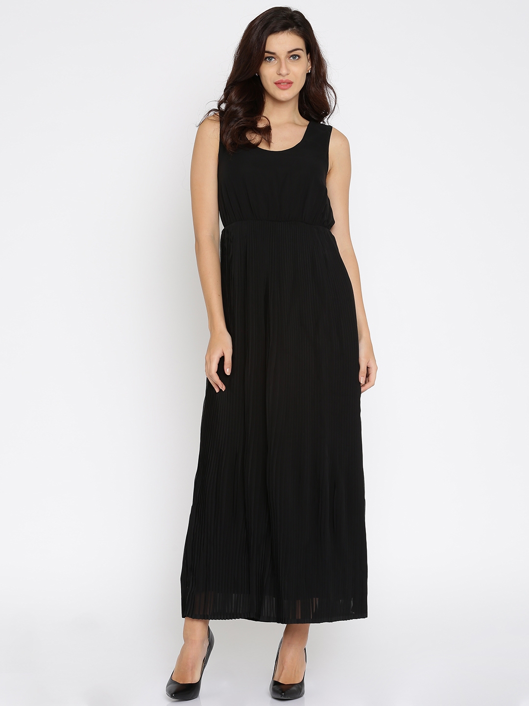 Buy United Colors Of Benetton Black Pleated Polyester Maxi Dress