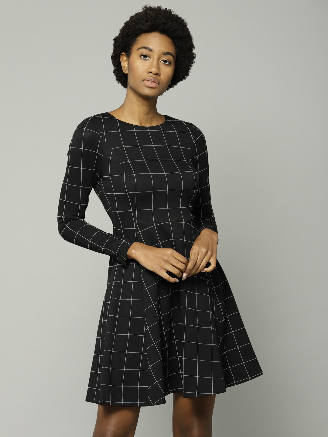 Buy Marks Spencer Women Black Checked A Line Dress Dresses for