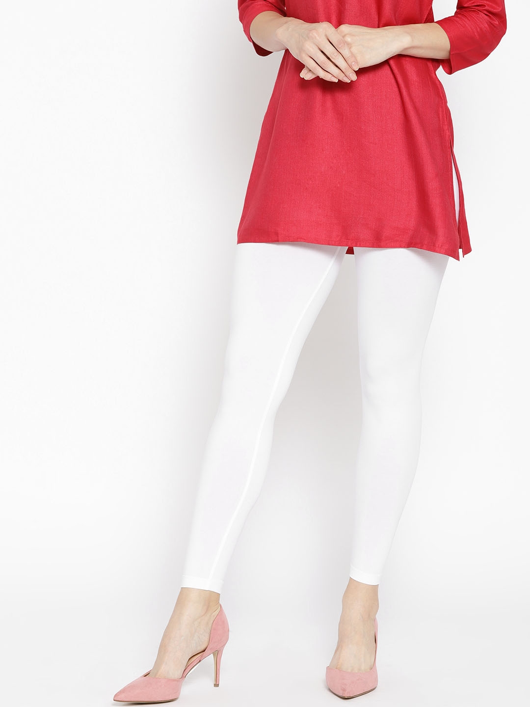 Buy Cottonworld Women White Solid Leggings Leggings for Women
