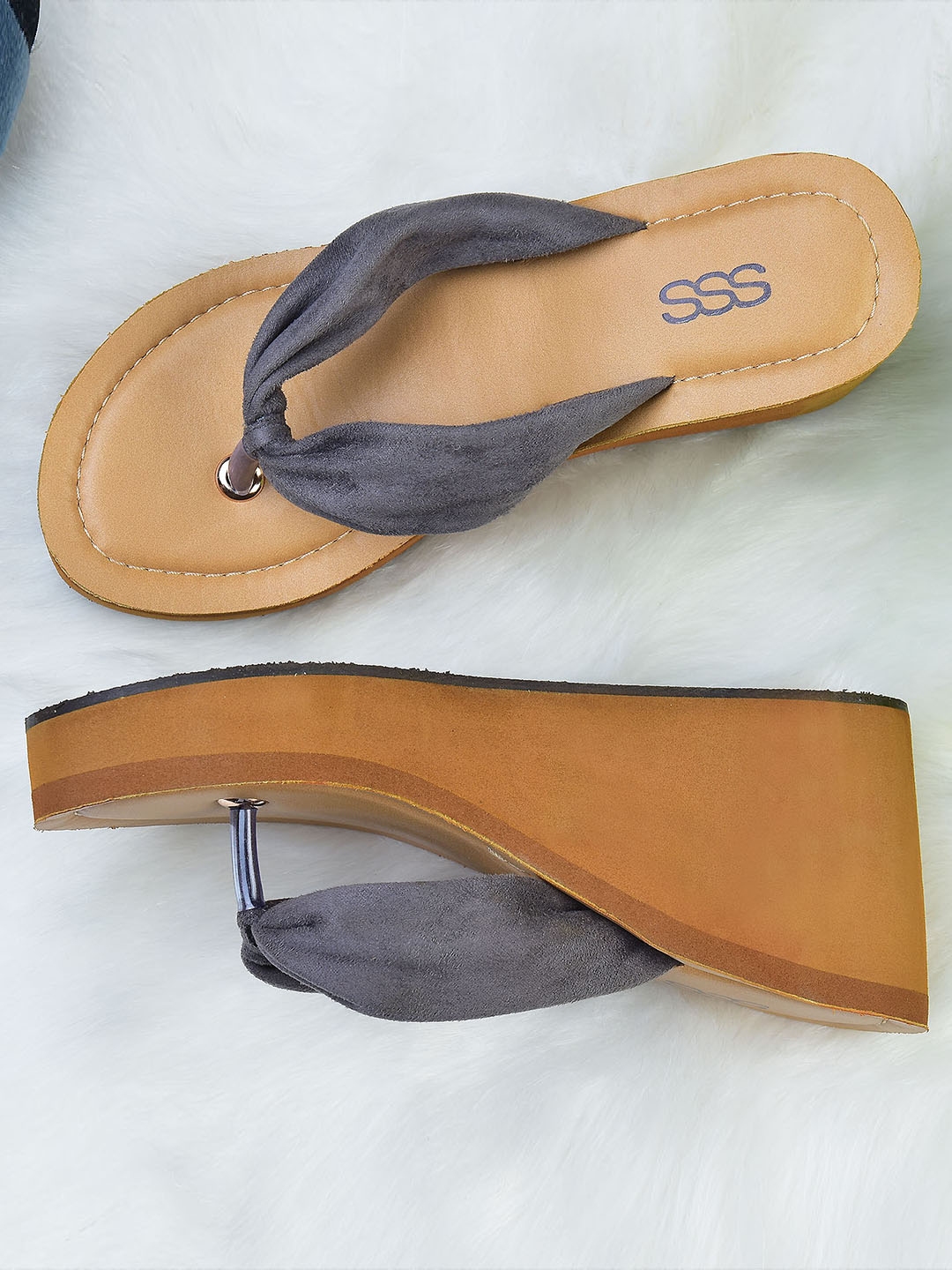 Street Style Store Women Charcoal Grey Solid Wedges