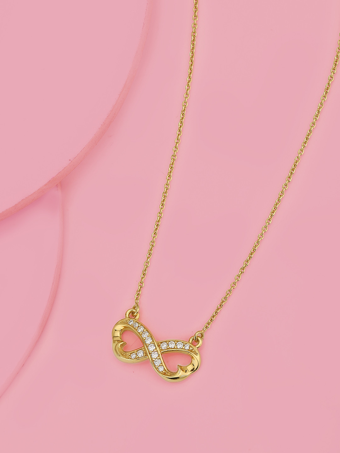 Carlton London Flash Gold-Plated Stone Studded 925 Sterling Silver Necklace