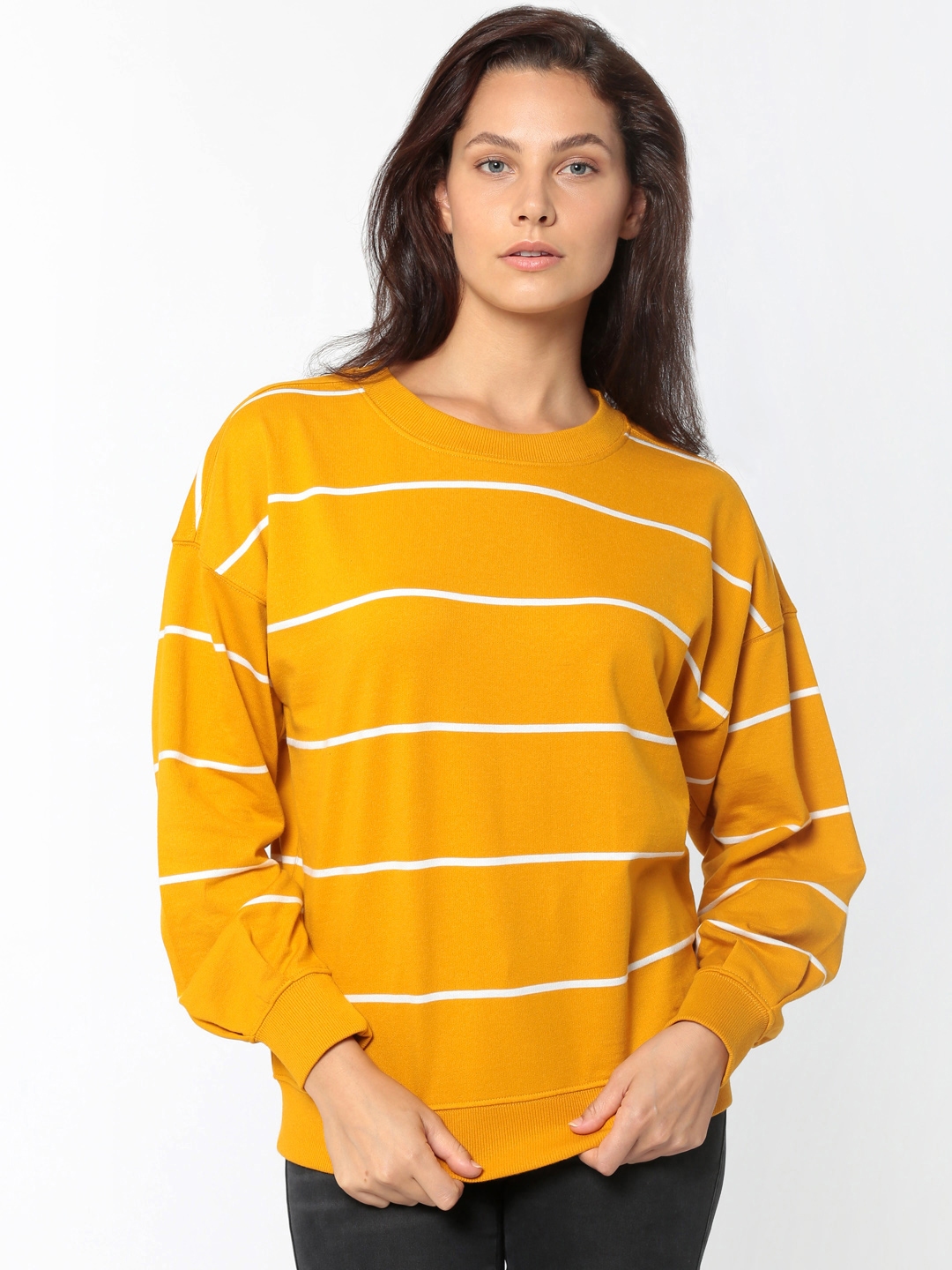 yellow striped sweatshirt