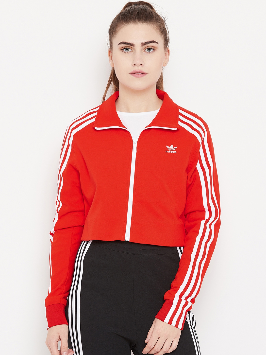 Adidas red 2025 cropped track jacket