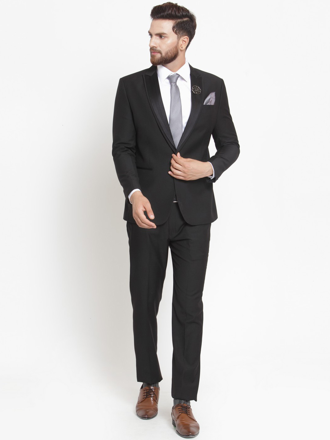LUXURAZI Men Black Solid Single-Breasted Suit