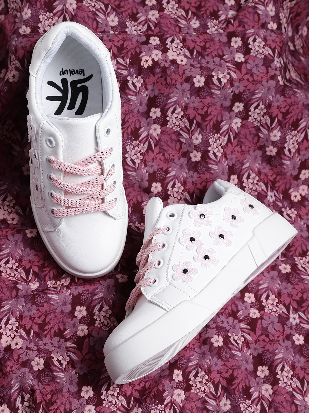 Buy YK Girls White Sneakers With Applique Detail - Casual Shoes ...