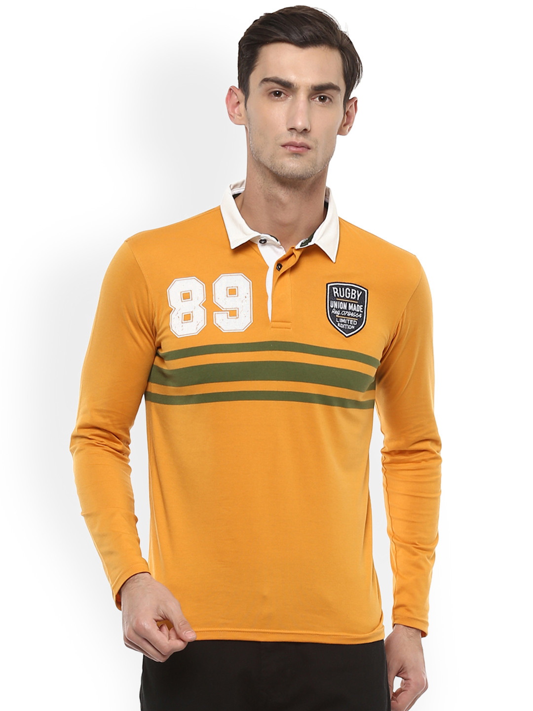 Orange Striped Polo Collar 