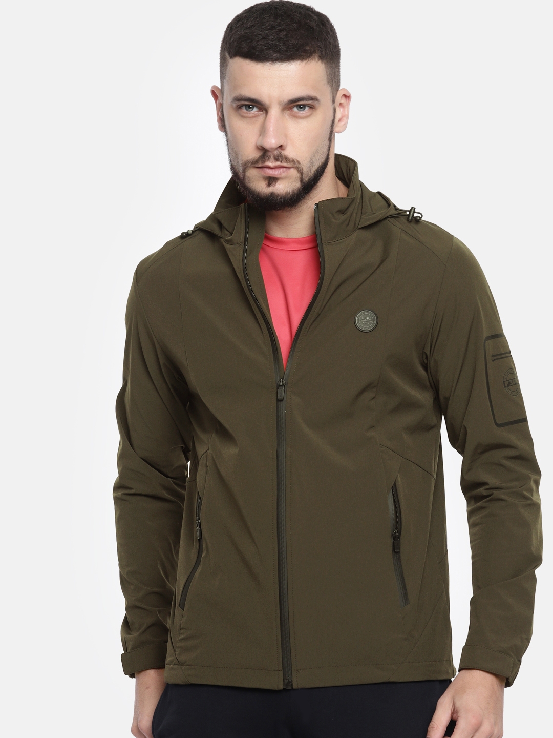 Olive green cheap polo windbreaker