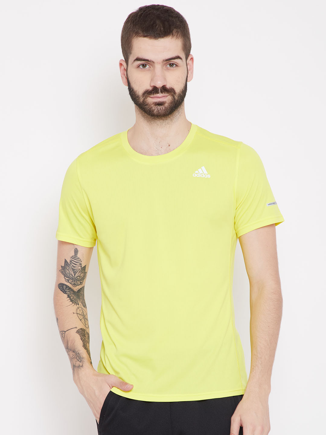 Buy ADIDAS Men Yellow Solid Running T 