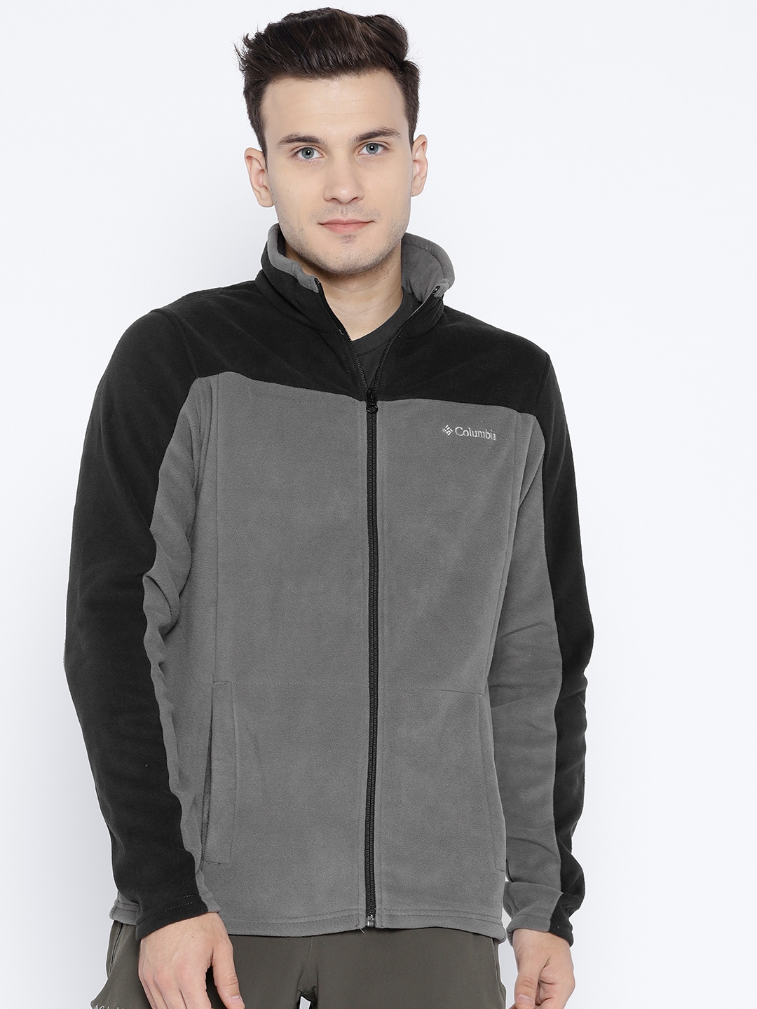 Buy Columbia Men Grey Black Colourblocked Western Ridge Full Zip