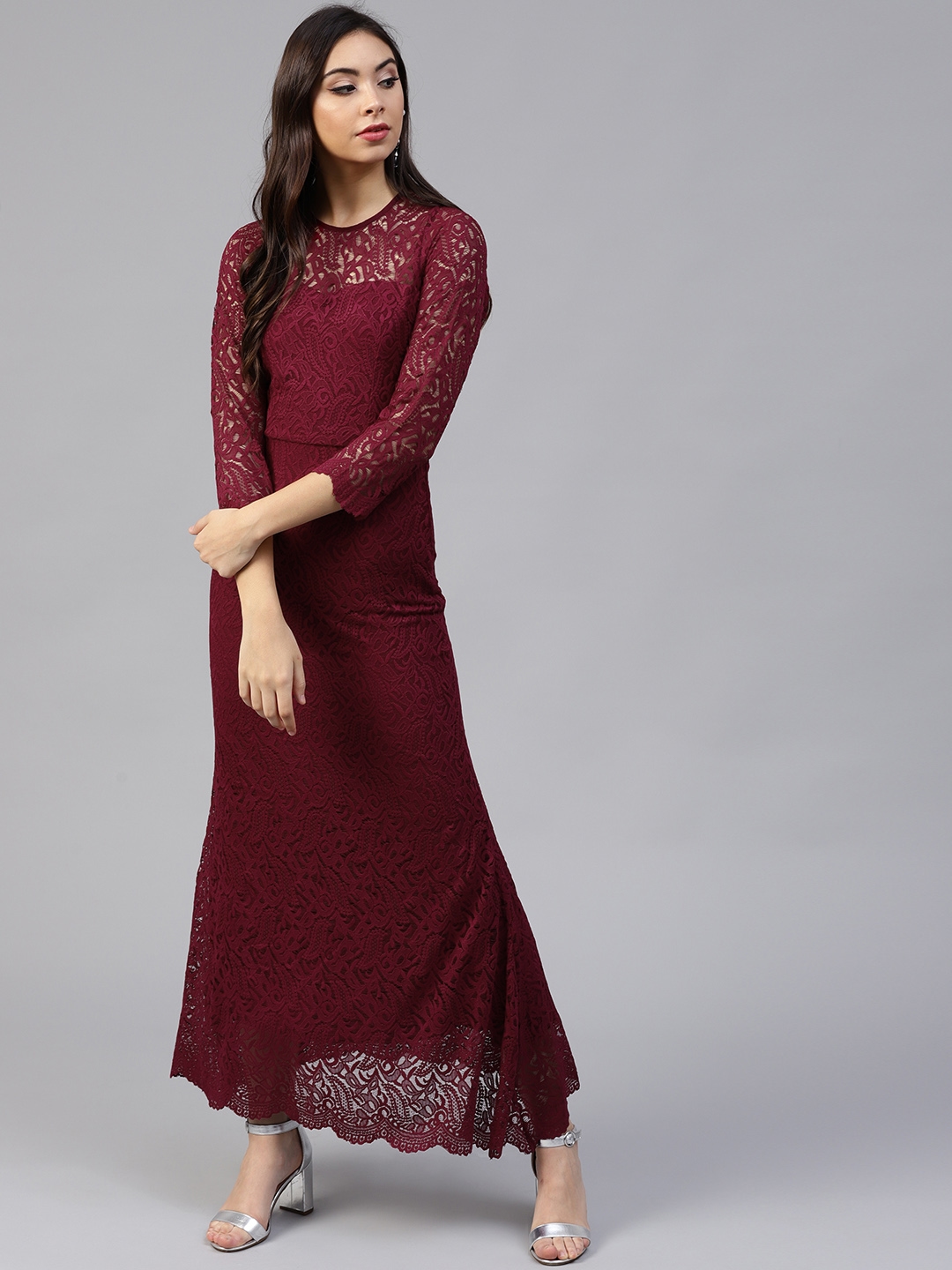 Buy Athena Burgundy Lace Maxi Dress - Dresses for Women 7409159 ...