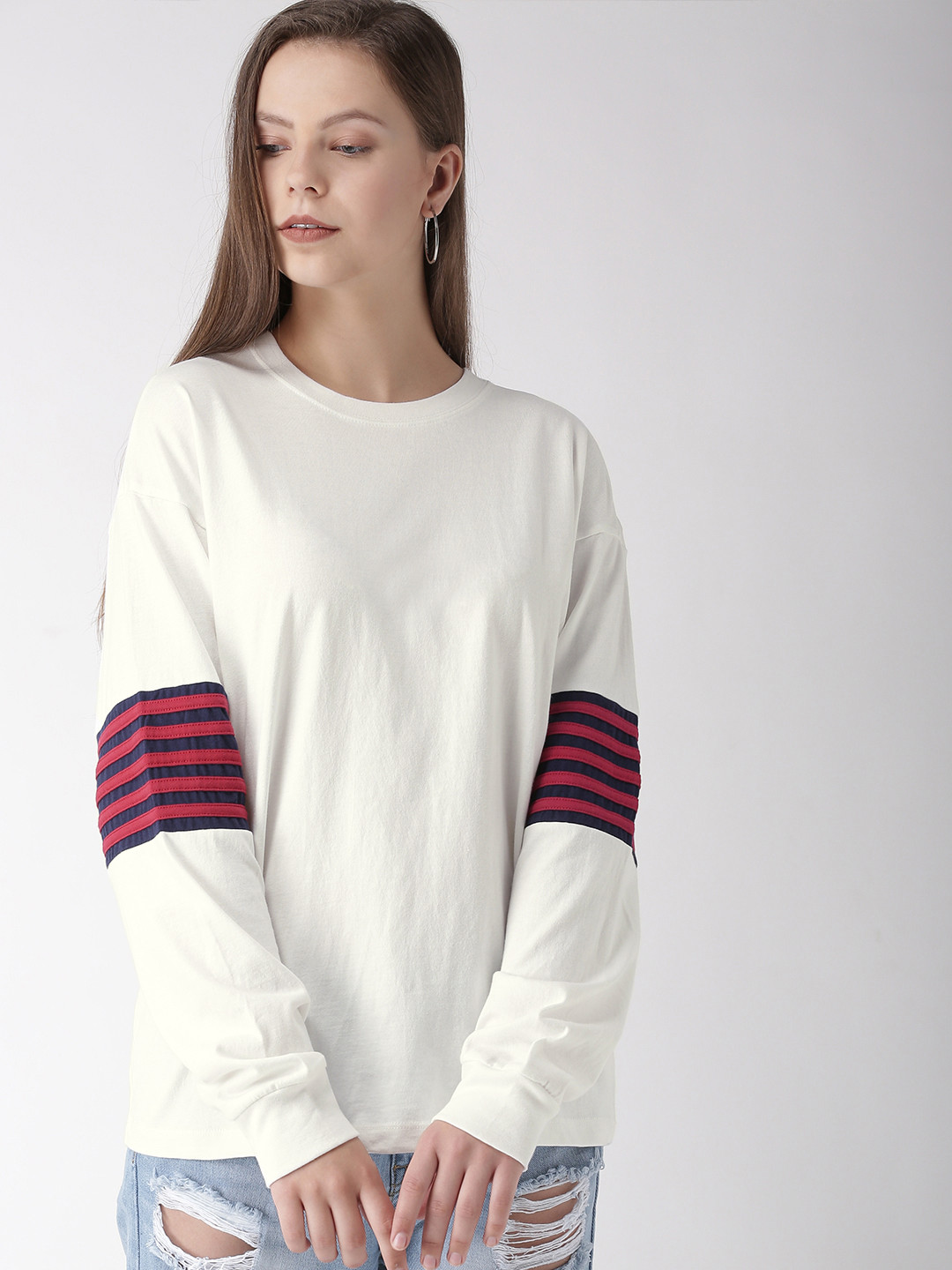 Solid Round Neck Loose Fit Pure Cotton 
