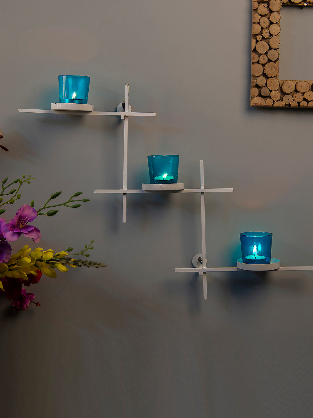 Homesake Blue Ladder-Shaped Candle Holder with 3 Cups